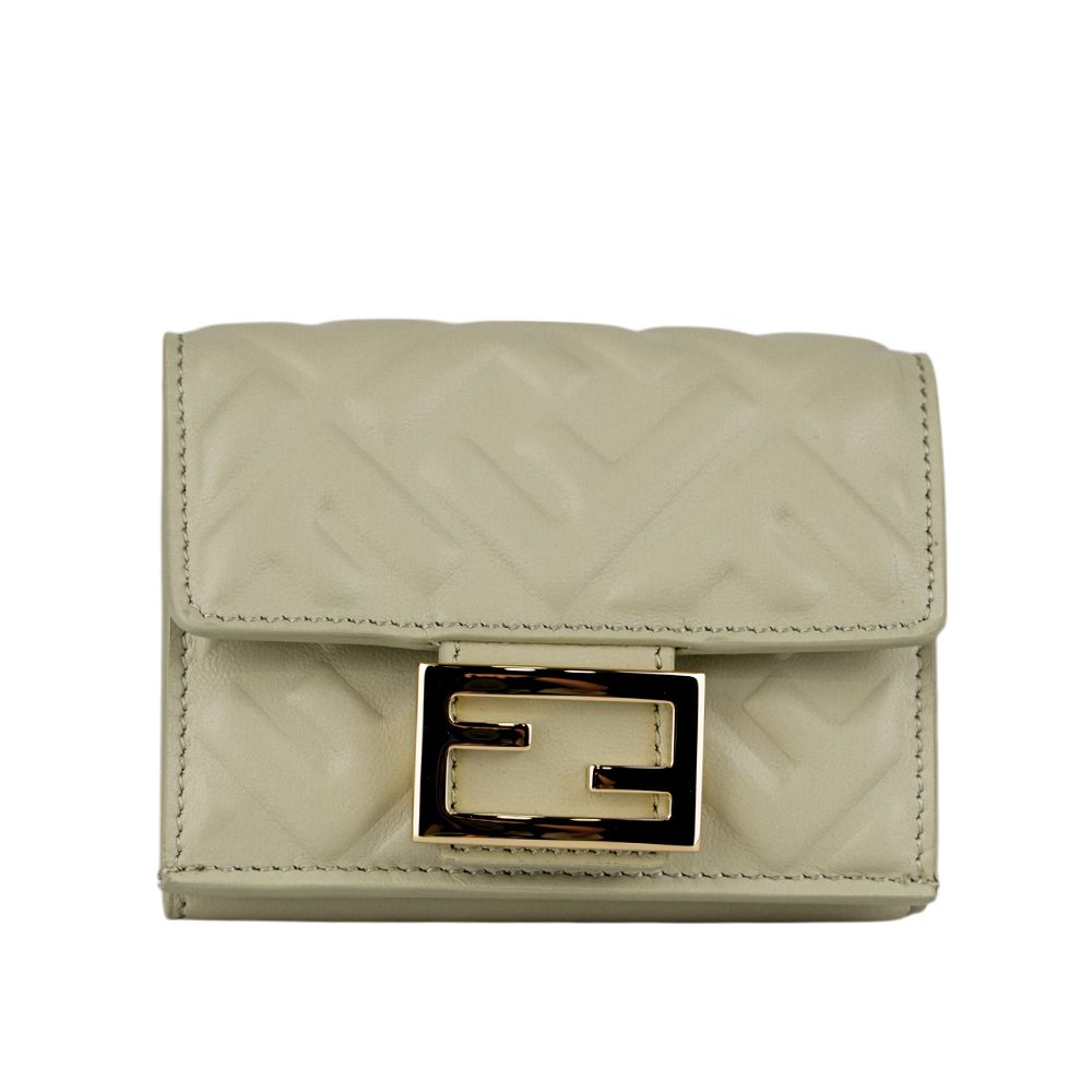 【FENDI】Baguette FF Logo三折短夾(鼠尾草綠)(Micro)/ 平行輸入