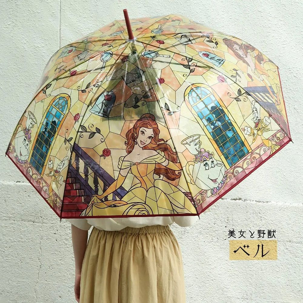 【J's】迪士尼彩繪玻璃風雨傘/ 美女與野獸