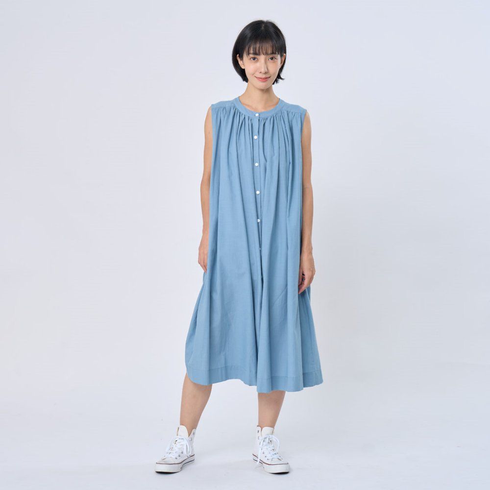 好我 so that's me Birdie無袖長版襯衫棉麻洋裝/ 霧藍 Free Size