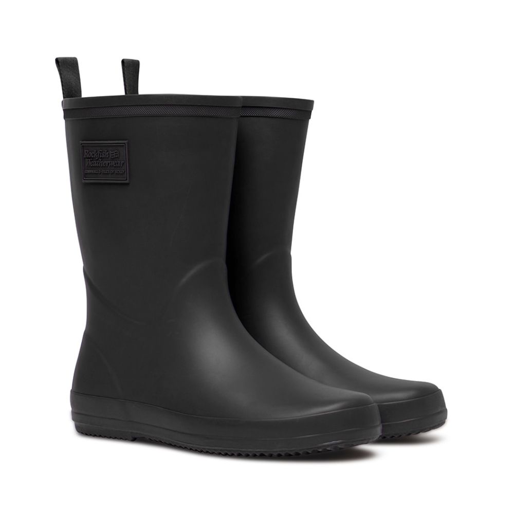 韓國 ROCKFISH EBBY RAIN BOOTS MIDDLE 女款 簡約素面中筒雨靴 黑色BLACK/ 245-250mm