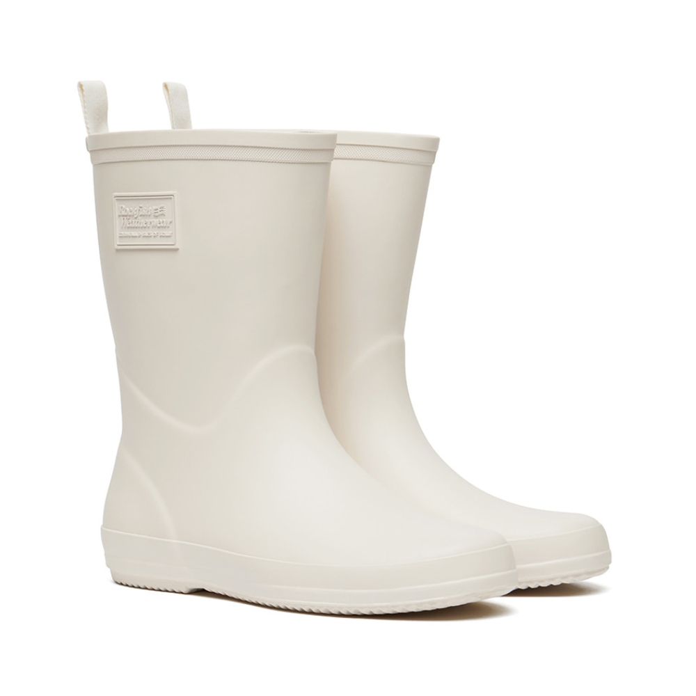 韓國 ROCKFISH EBBY RAIN BOOTS MIDDLE 女款 簡約素面中筒雨靴 奶油白CREAM/ 245-250mm