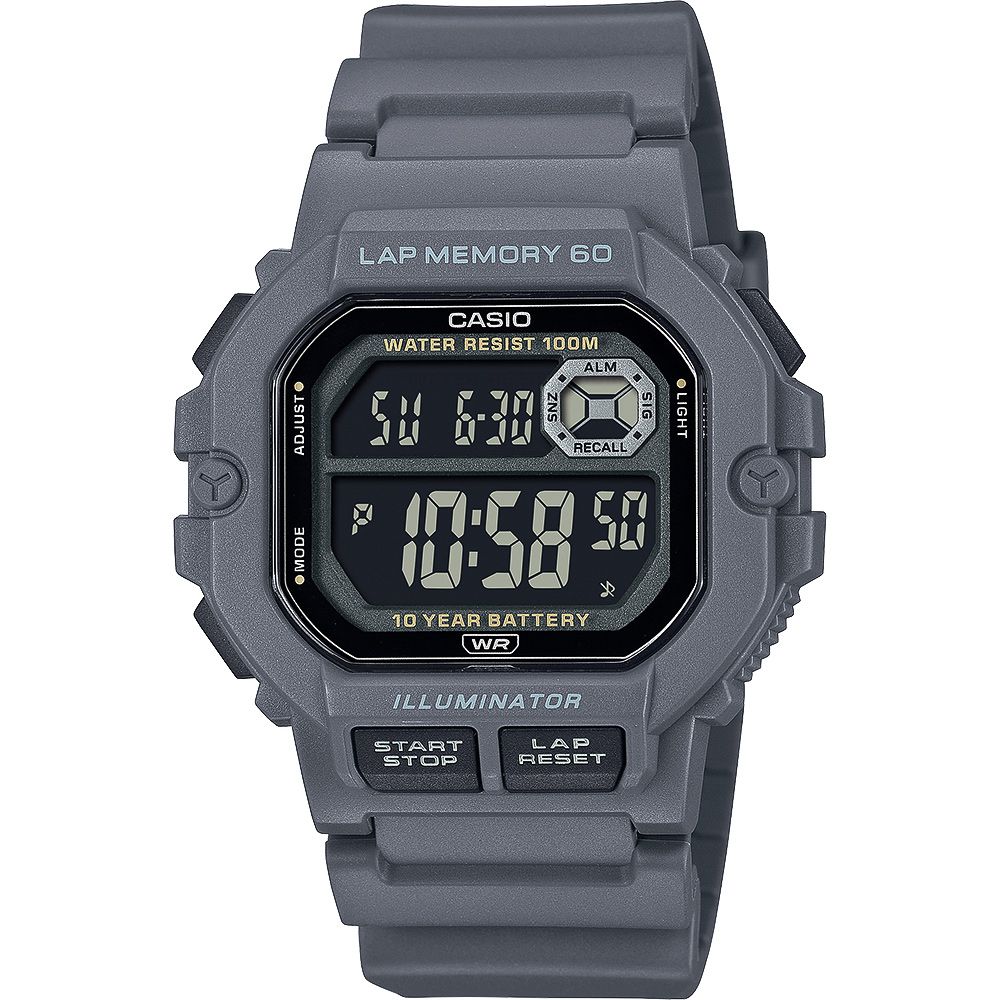 CASIO 卡西歐 運動訓練10年電力手錶 學生錶-鐵灰 WS-1400H-8BV