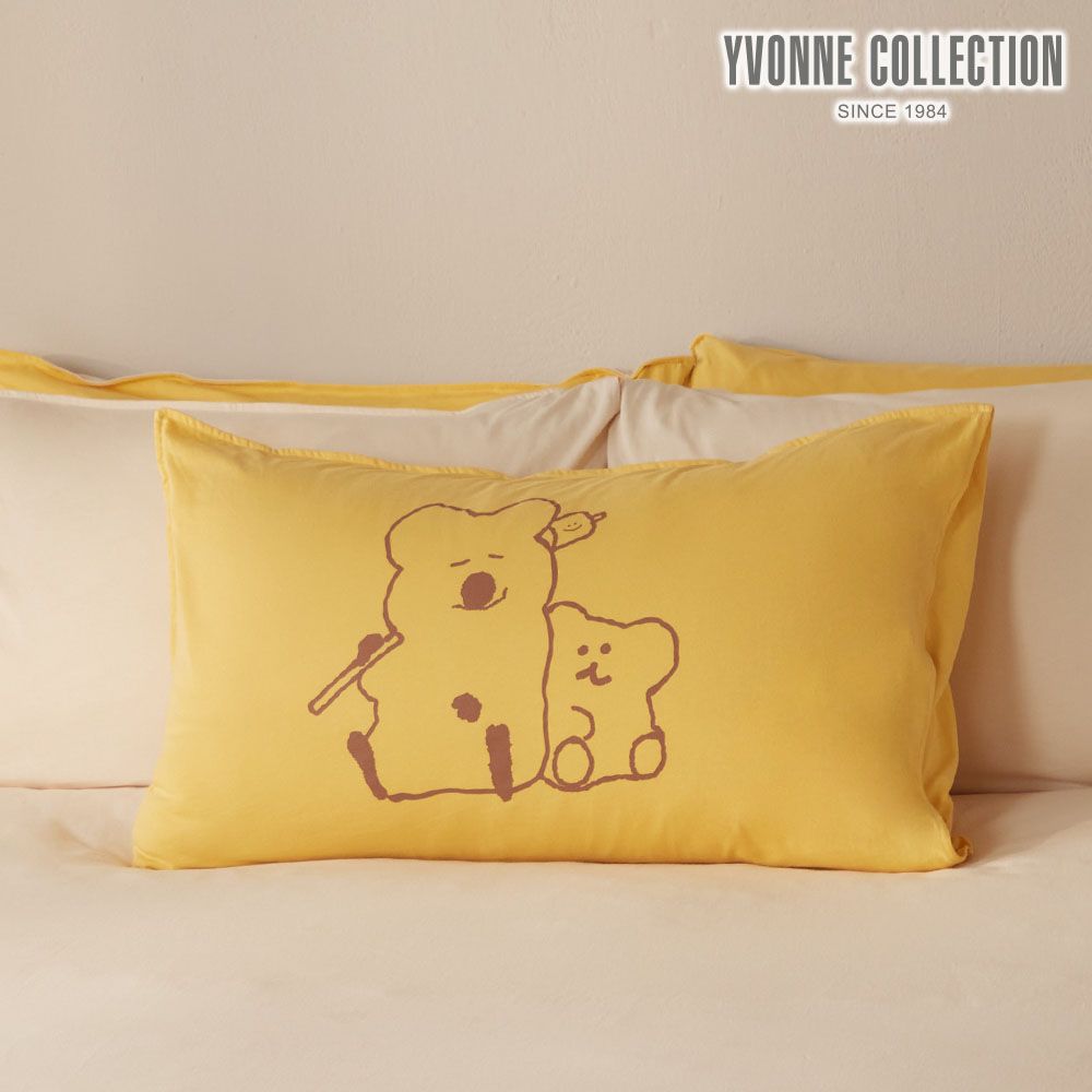 YVONNE COLLECTION QUOKKA & BOBO純棉網印信封式枕套-盛夏黃 (DINOTAENG)