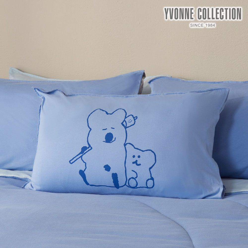 YVONNE COLLECTION QUOKKA & BOBO純棉網印信封式枕套-海島藍 (DINOTAENG)
