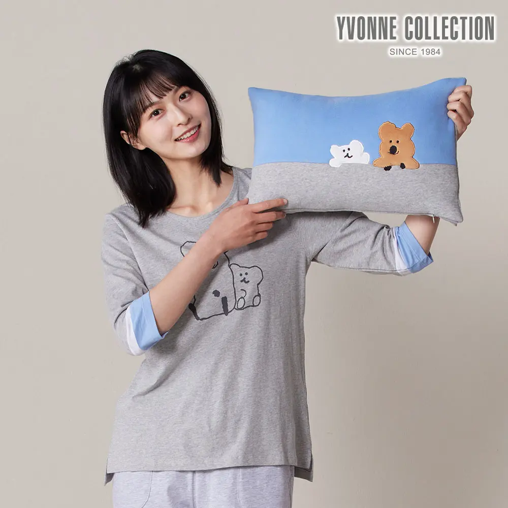 YVONNE COLLECTION QUOKKA & BOBO方形抱枕（30x45）-晨霧藍 (DINOTAENG)