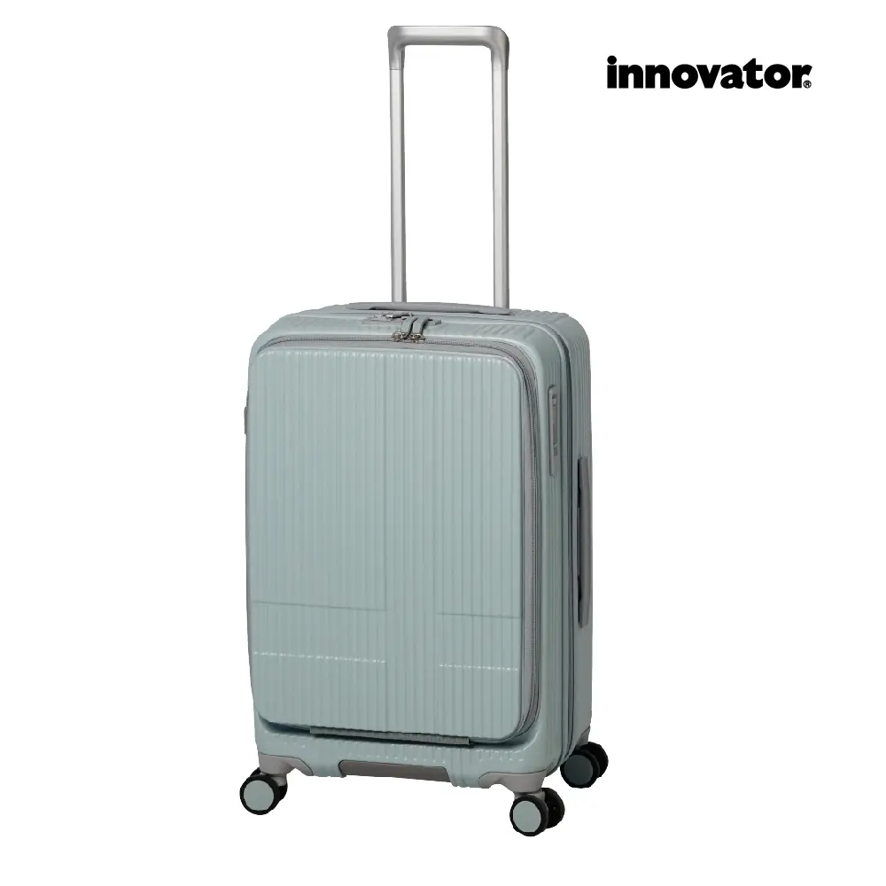 【Innovator】24吋 雙前開 剎車 防盜拉鍊拉桿箱/ 淡藍色