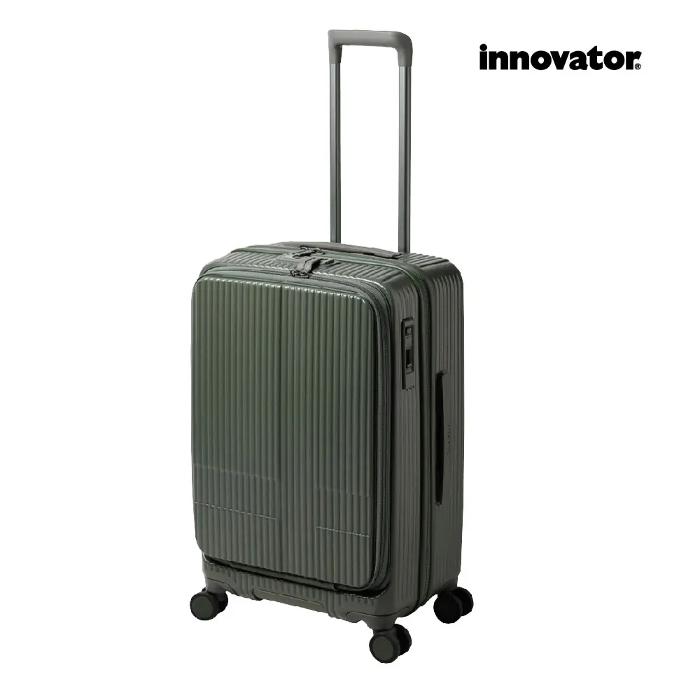 【Innovator】24吋 雙前開 剎車 防盜拉鍊拉桿箱/ 森林卡其色