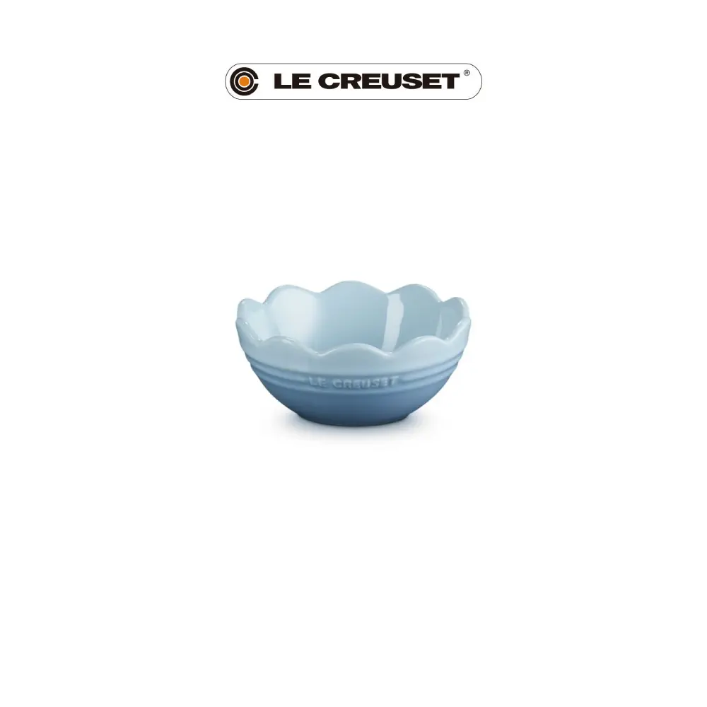 LE CREUSET瓷器蕾絲花型碗/ 350ml/ 海岸藍