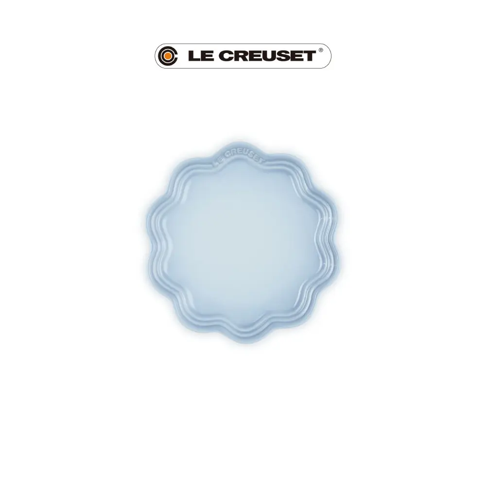 LE CREUSET瓷器蕾絲花邊盤/ 18cm/ 海岸藍