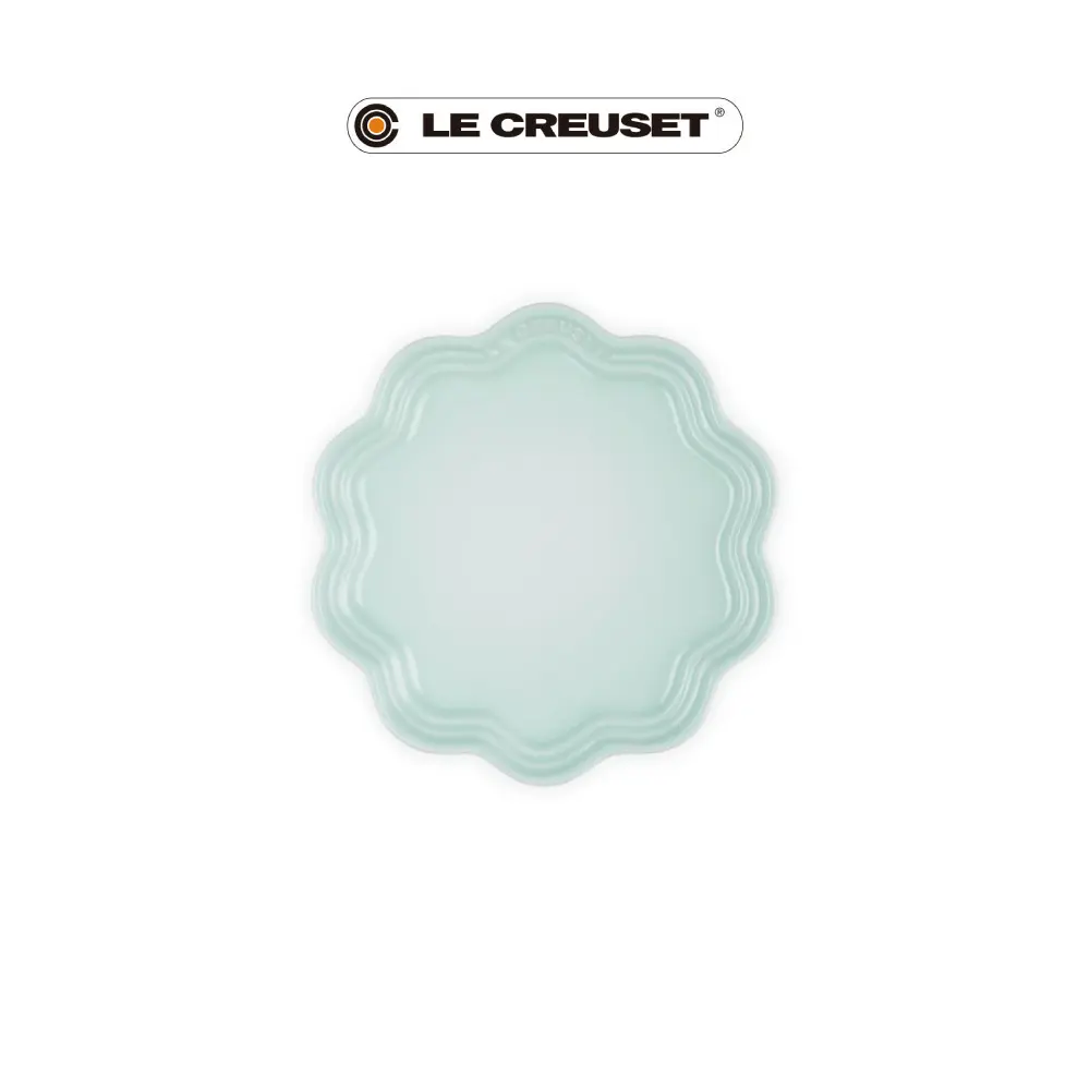 LE CREUSET瓷器蕾絲花邊盤/ 18cm/ 冰川綠