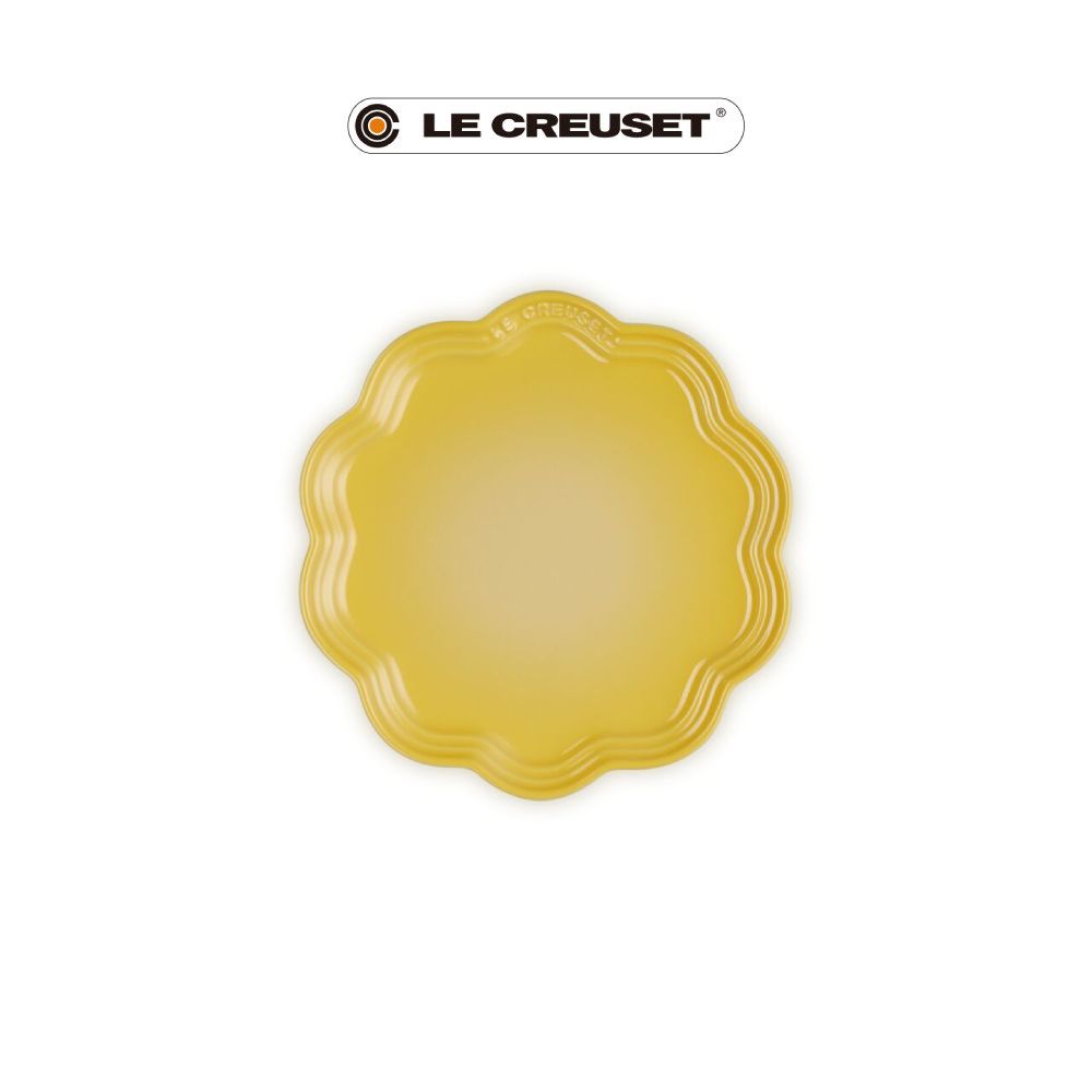 LE CREUSET瓷器蕾絲花邊盤/ 22cm/ 溫桲黃