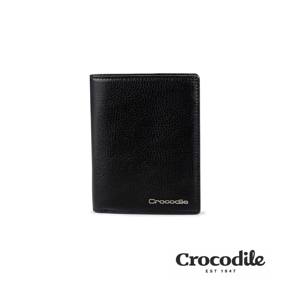 Crocodile 鱷魚皮件 直式皮夾 零錢袋中夾 6卡左翻子夾 植鞣皮 Square Edge 2.0系列-0103-11504/ 黑色