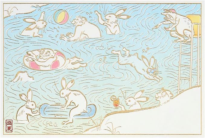 Sanrio明信片/ 10-5/ 浮世繪風泳池