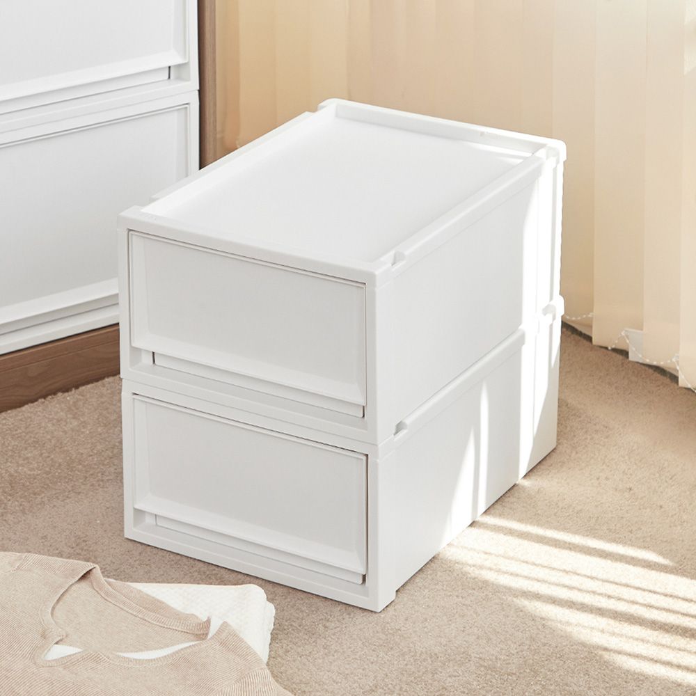 日本天馬 Fits 35面寬單層抽屜收納箱-高20CM-3入/ 典雅白