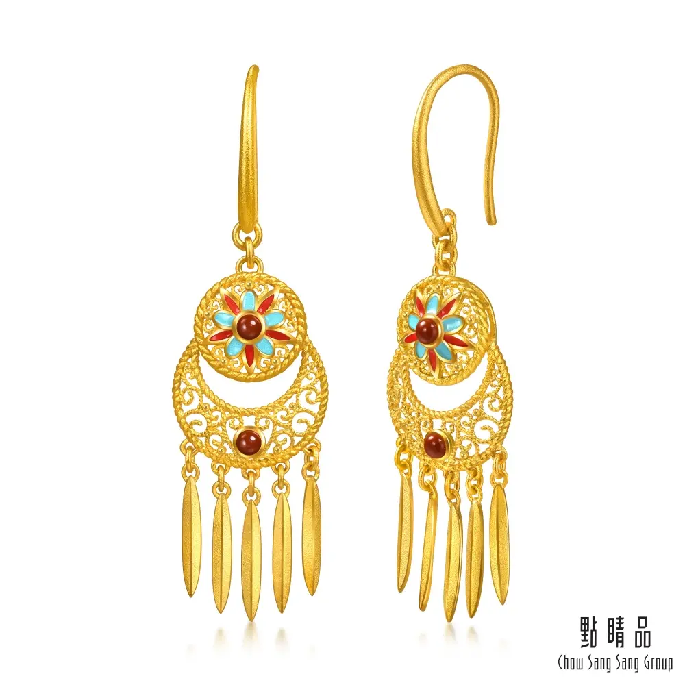 點睛品 光曦羽印 紅玉髓黃金耳環 (一對)