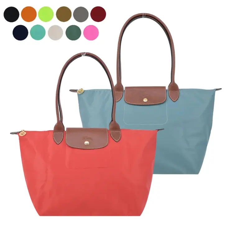 LONGCHAMP LE PLIAGE系列長把再生尼龍摺疊水餃包(大/番茄紅)/平行輸入
