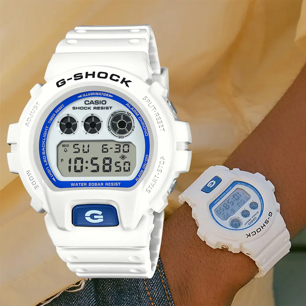 CASIO 卡西歐 G-SHOCK 夏日海洋磷光 藍白配色電子錶 手錶 學生錶 DW-6900HDS-7