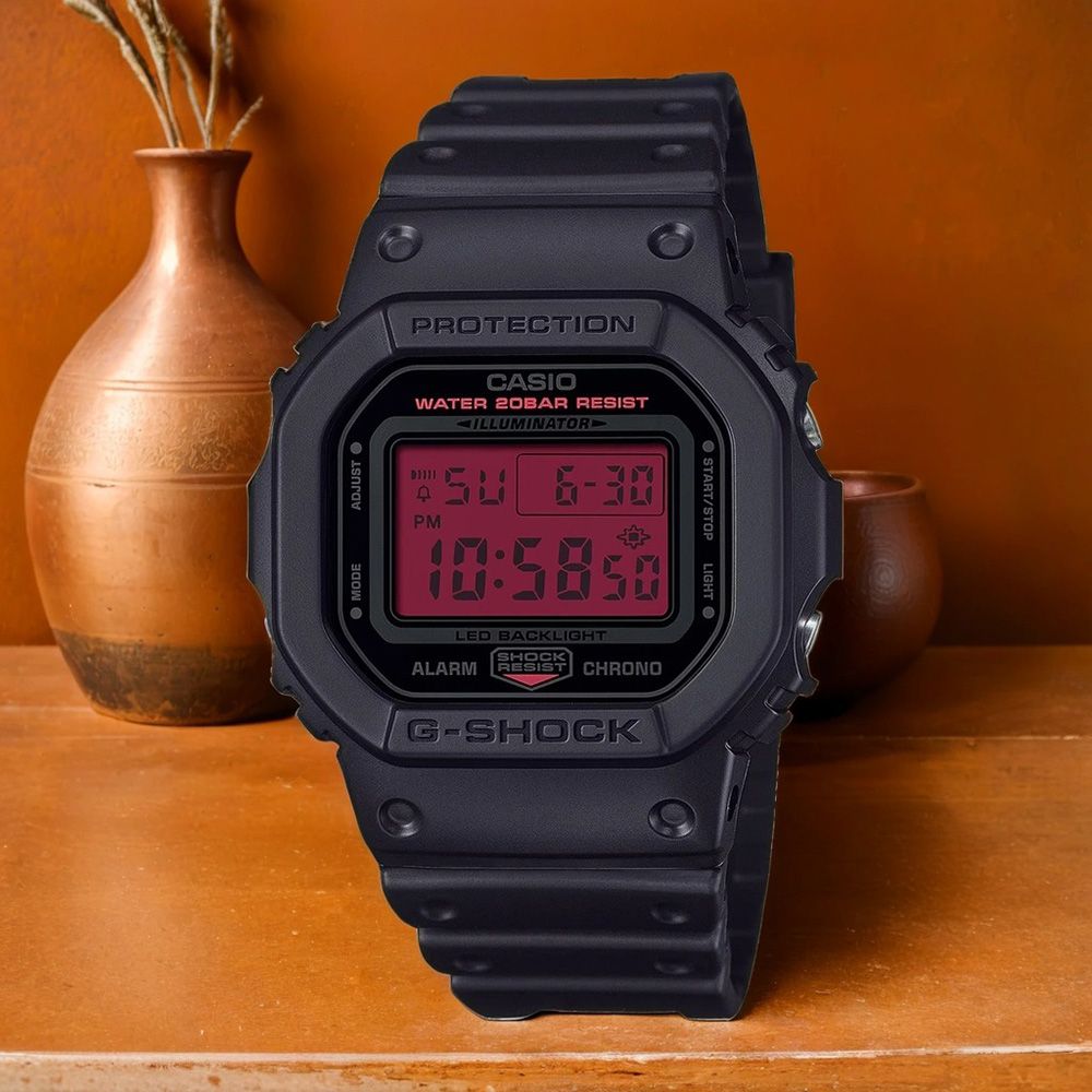 CASIO 卡西歐 G-SHOCK 黑紅配色方形電子錶 手錶 學生錶 DW-5600BBR-1
