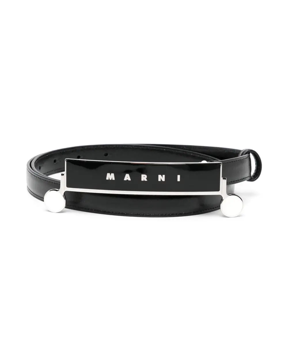 MARNI LOGO黑色腰帶/ 90