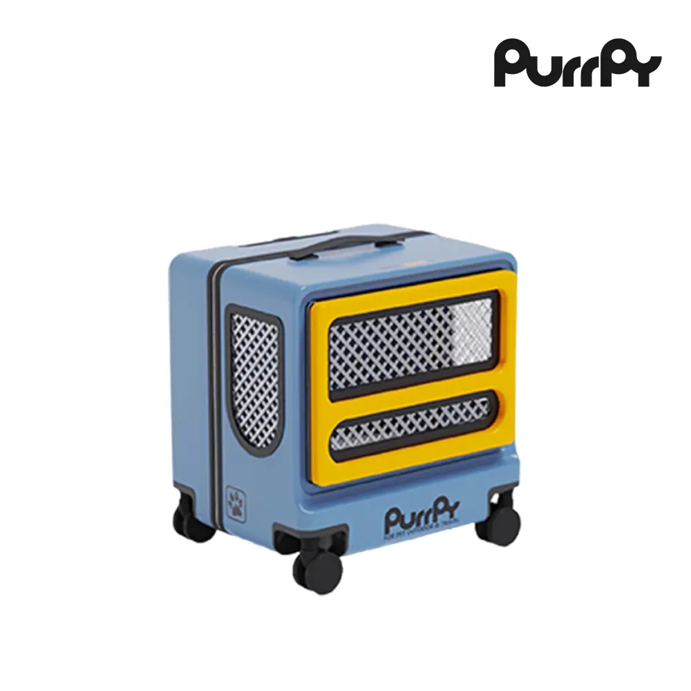 360° 靜音滑輪▶Purrpy寵物外出方糖箱/ 藍