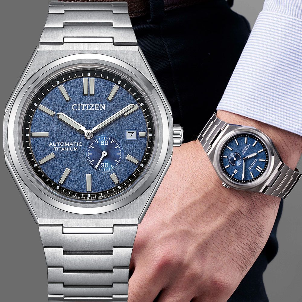 CITIZEN 星辰 Zenshin 新鈦度 限量 復古小秒盤超級鈦機械錶-藍 手錶 NJ0180-80L
