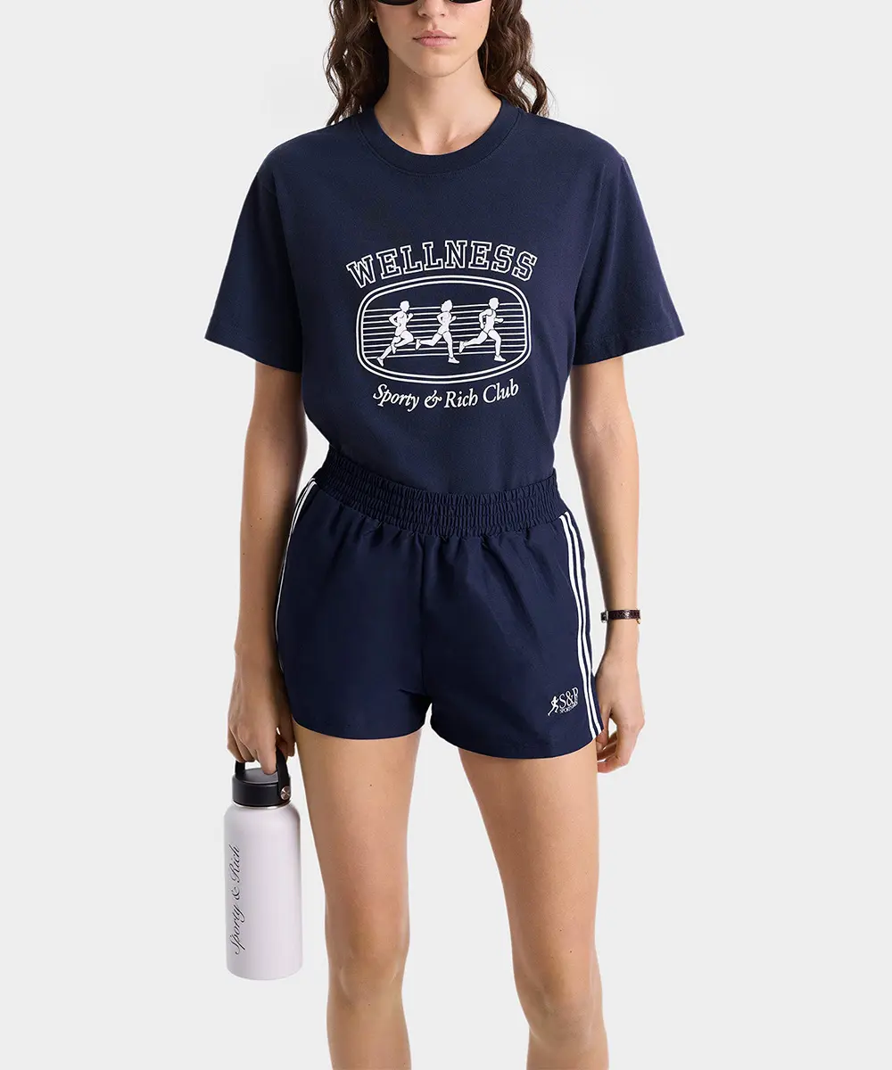 Sporty&Rich 海軍藍印花短袖TEE_女裝/ S