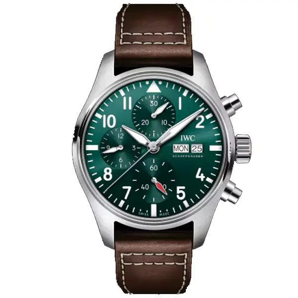 【IWC 萬國】飛行員計時系列機械錶 綠面 IW388103 41mm
