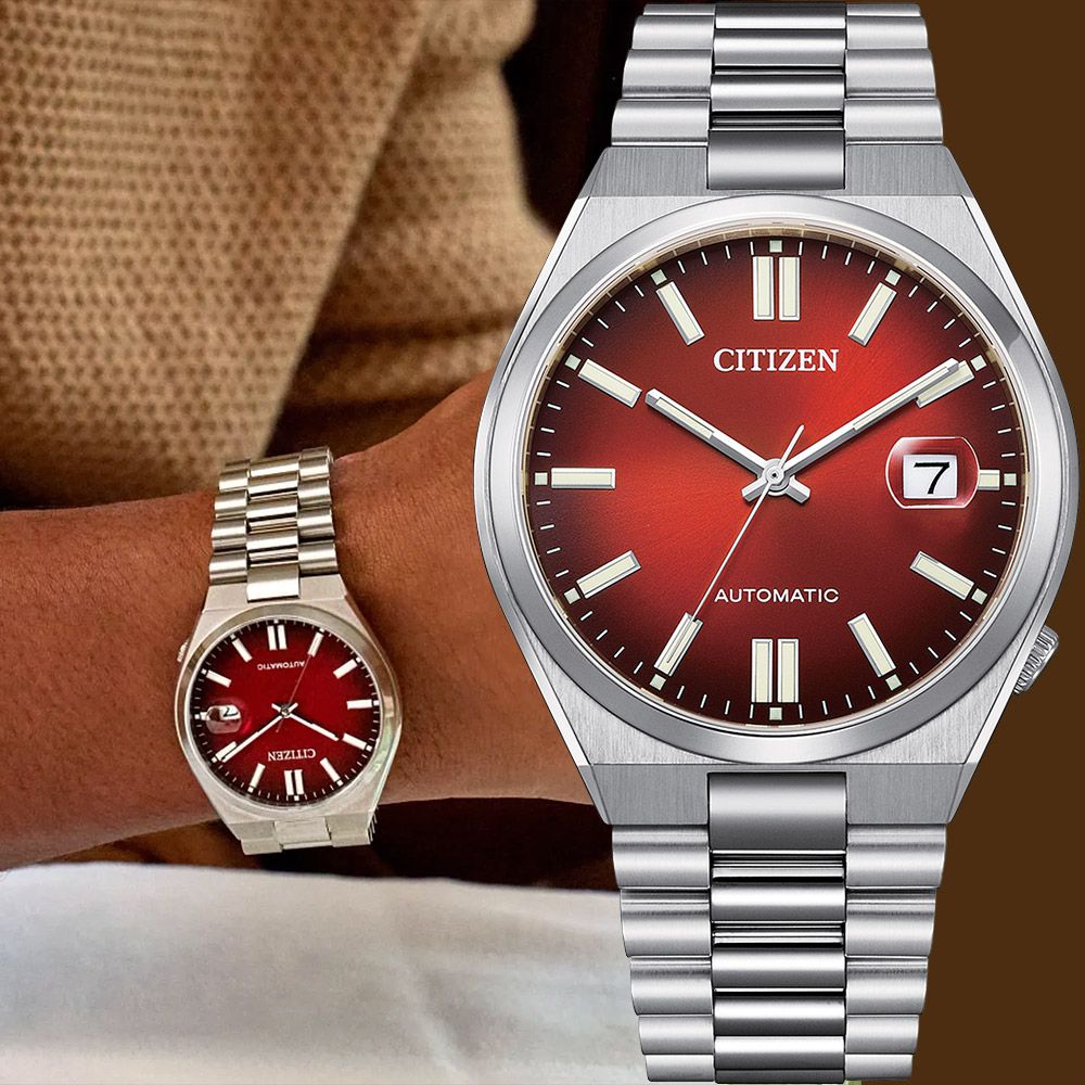 CITIZEN 星辰 限量款 TSUYOSA 青春撞色機械錶-漸層紅 男錶 NJ0150-56W
