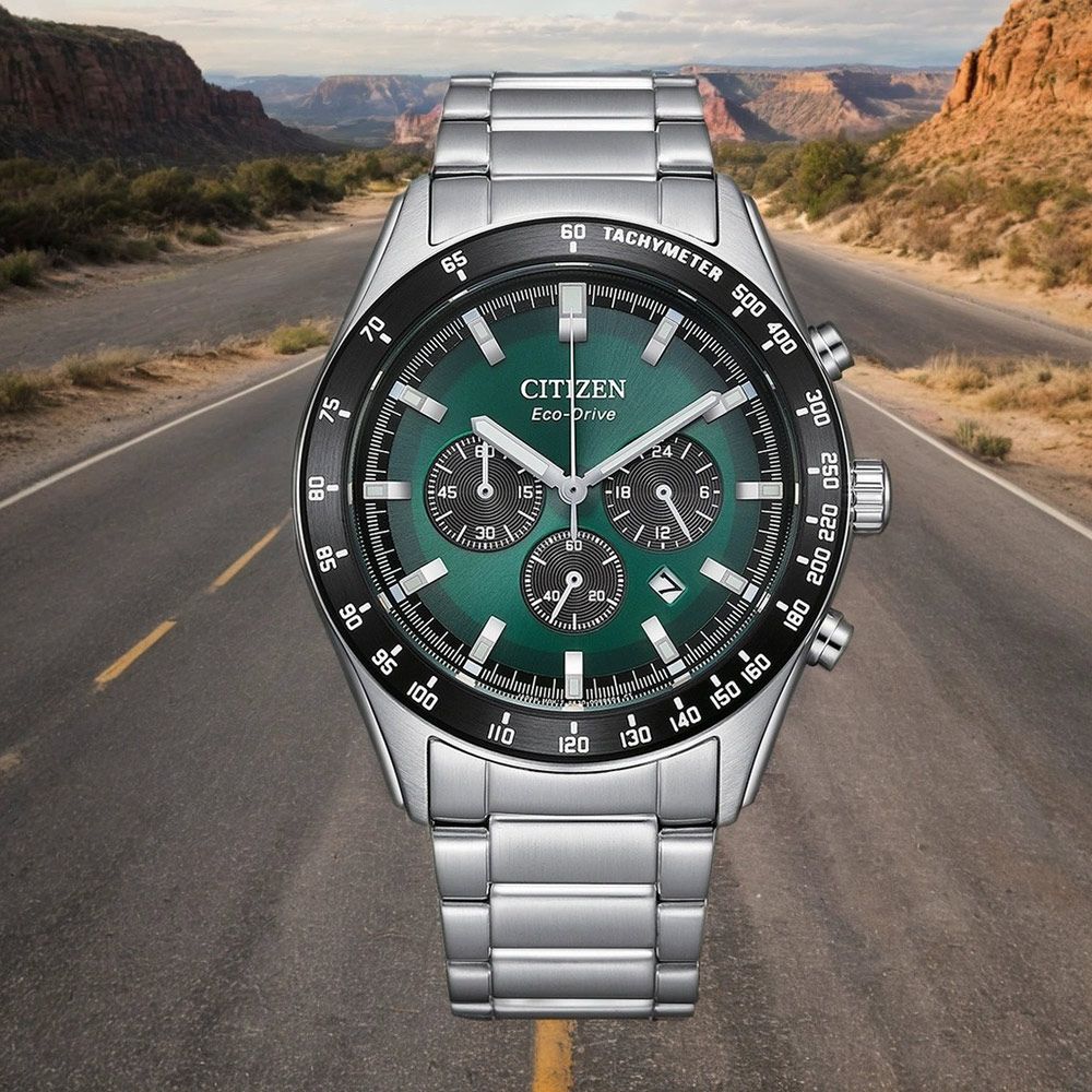 CITIZEN 星辰 賽車風格光動能三眼計時男錶 手錶 CA4674-58X
