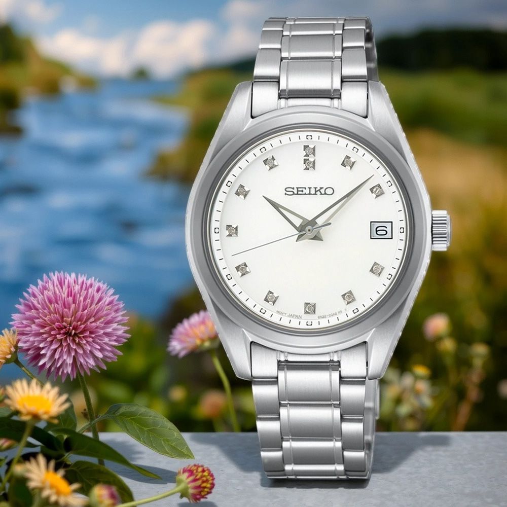 SEIKO 精工 CS 鑽石珍珠貝女錶-32mm (SUR579P1/6N32-00A0S)
