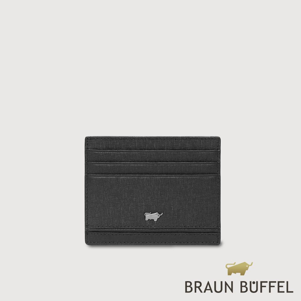 【BRAUN BUFFEL 德國小金牛】台灣總代理 維克多-D 6卡卡夾-黑色/BF512-151-BK
