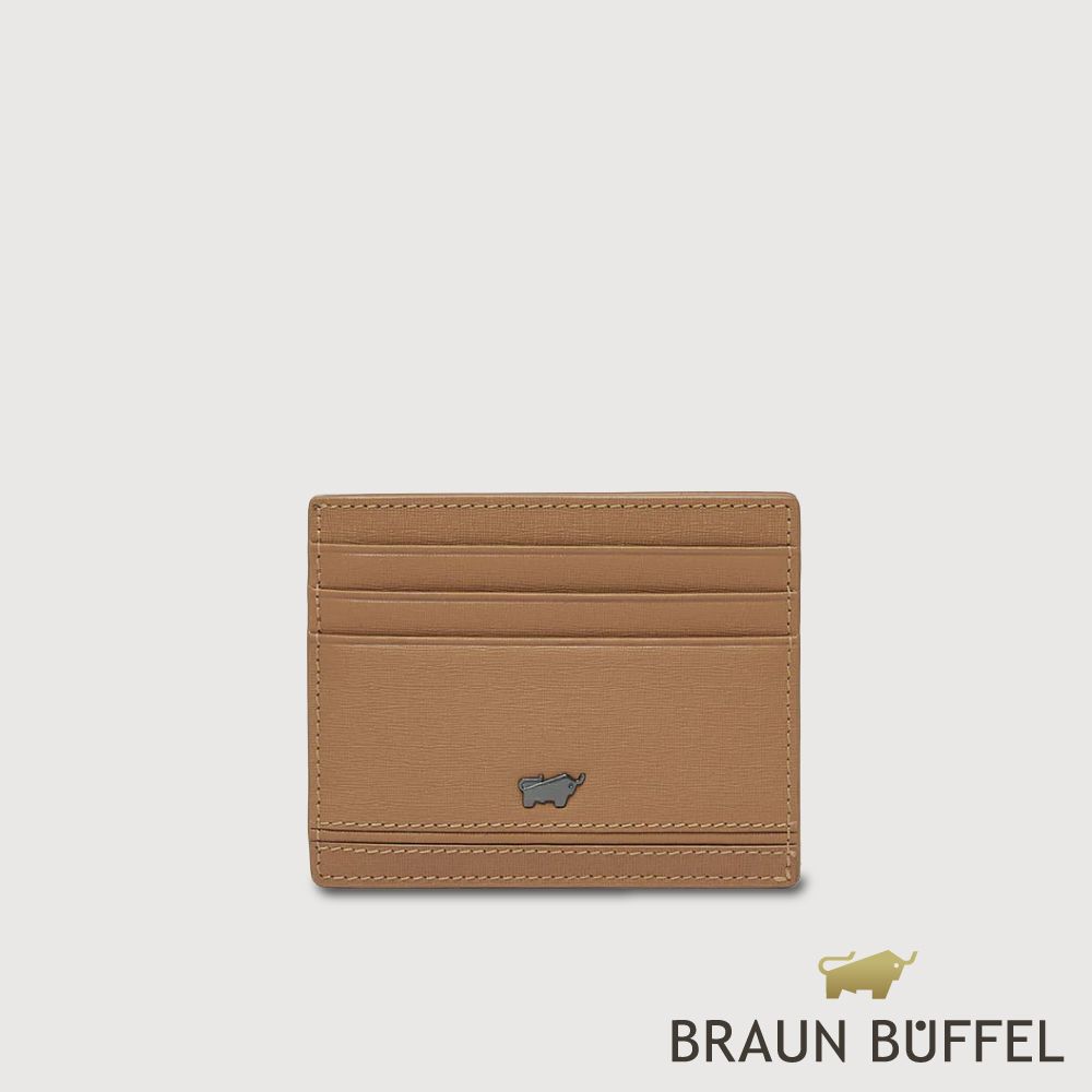 【BRAUN BUFFEL 德國小金牛】台灣總代理 維克多-D 6卡卡夾-淺棕/BF512-151-CS