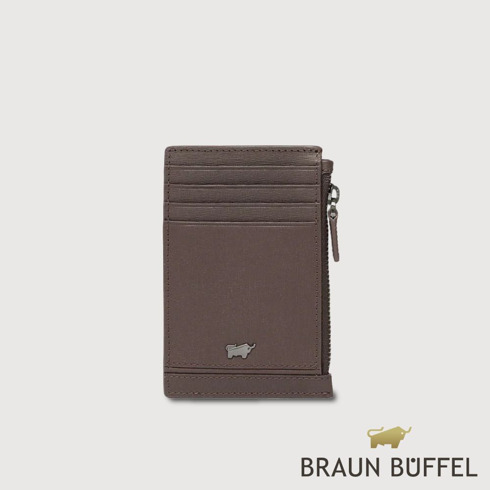 【BRAUN BUFFEL 德國小金牛】台灣總代理 維克多-D2 8卡零錢袋卡夾-培土棕/BF512-154-POS