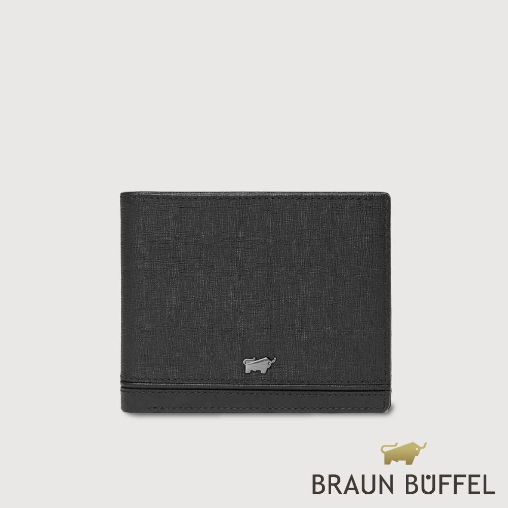 【BRAUN BUFFEL 德國小金牛】台灣總代理 維克多-D 6卡男夾-黑色/BF512-312-BK