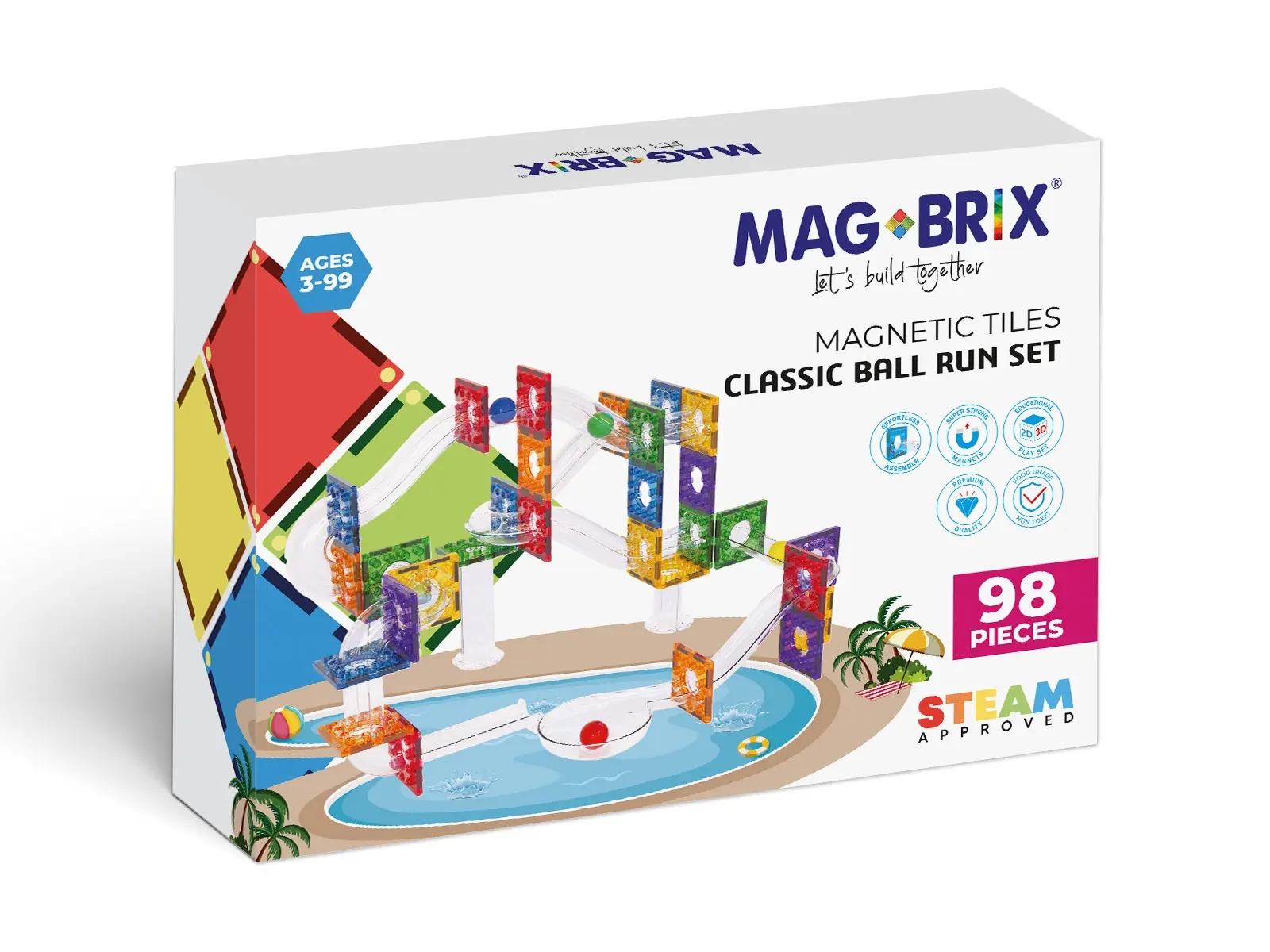 澳洲 Magbrix® 積木磁力片/ 98pcs Set/ 繽紛球道組/ 共兩款封面隨機出貨