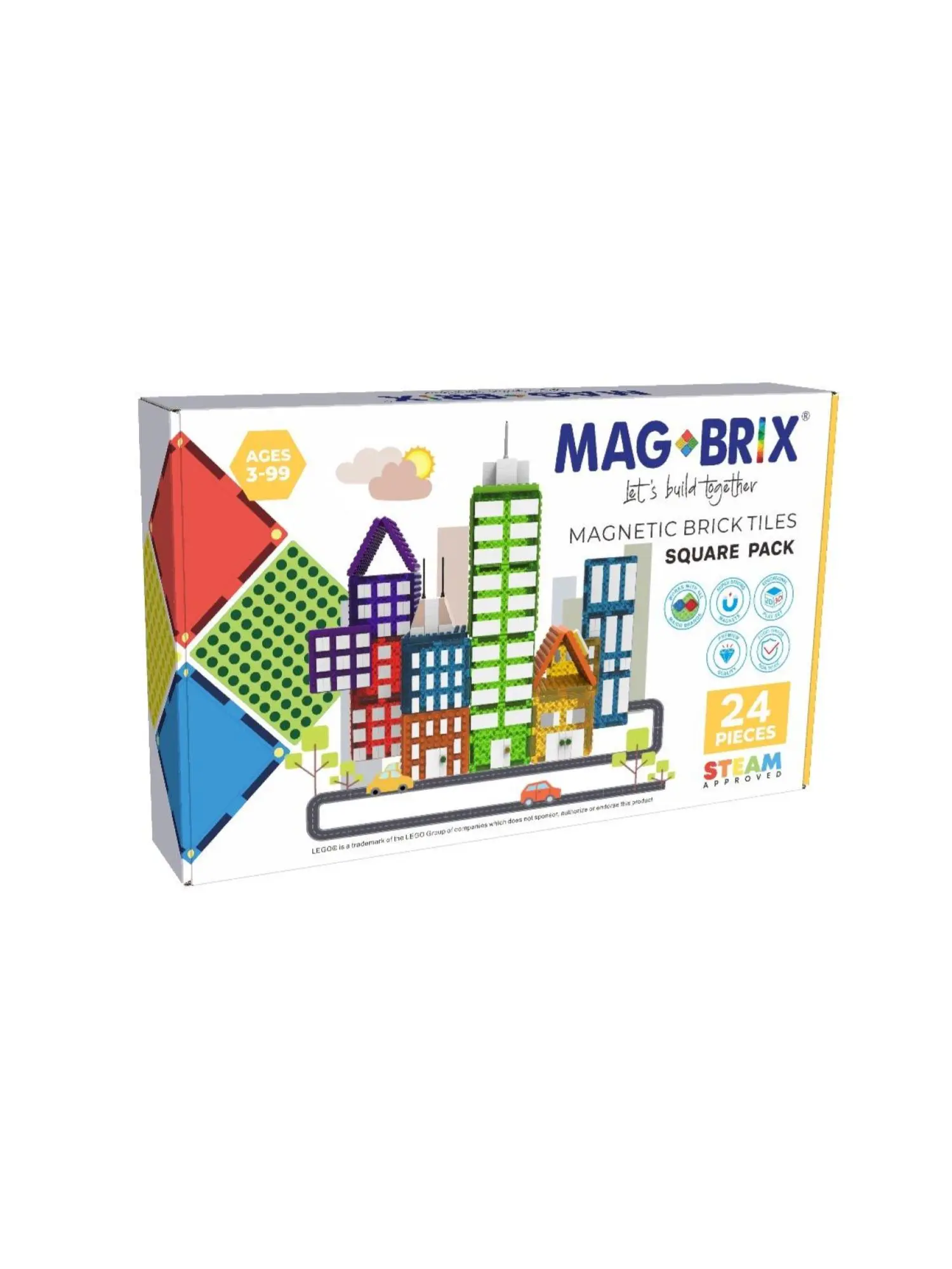 澳洲 Magbrix® 積木磁力片/ 24pcs/ 正方形組/ 共兩款封面隨機出貨
