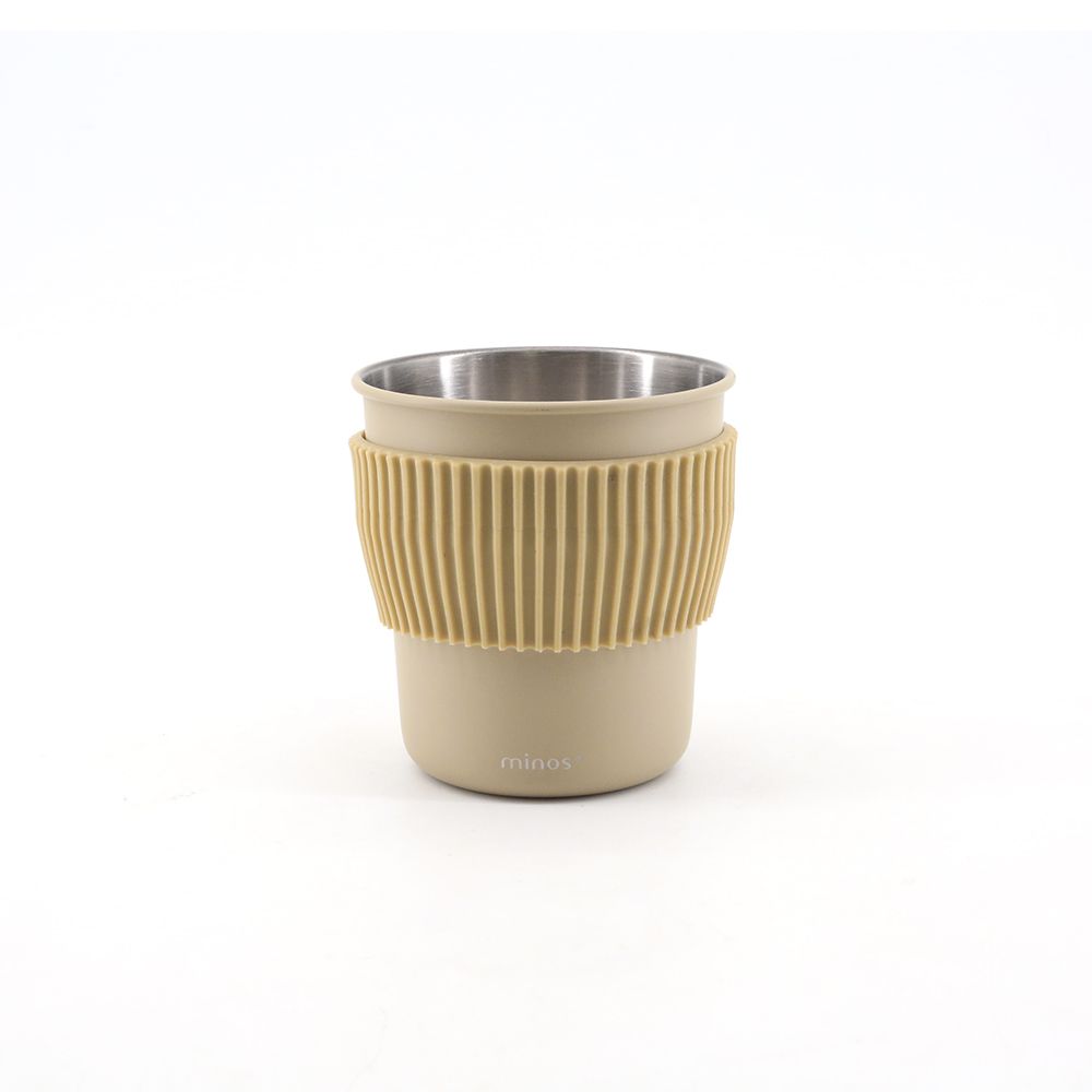 minos 不銹鋼杯含矽膠杯套 320ml（304不鏽鋼／隔熱防燙／露營杯）/ 卡其