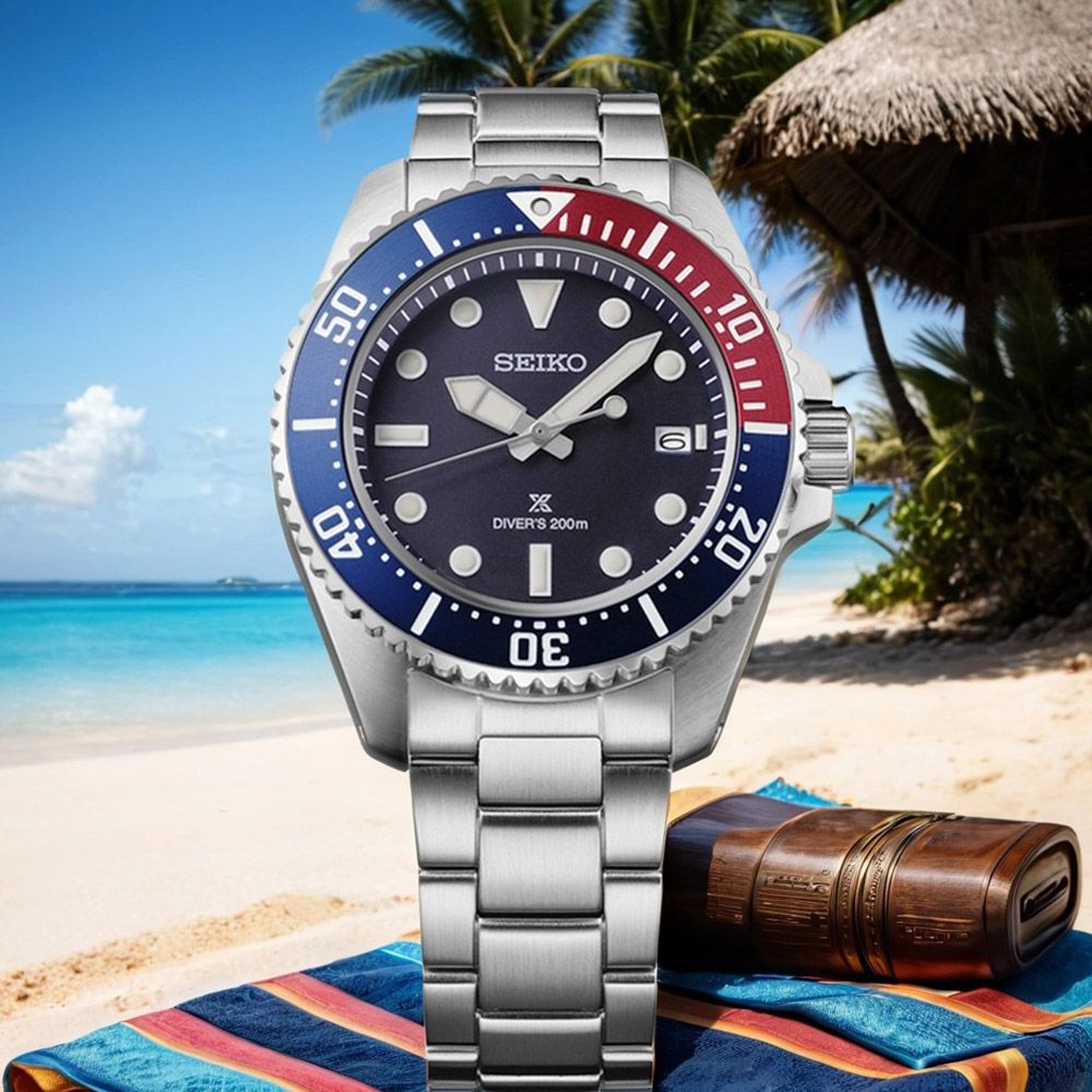 SEIKO 精工 PROSPEX 可樂圈 太陽能200米潛水手錶-41mm (SNE595P1/V157-00A0B)