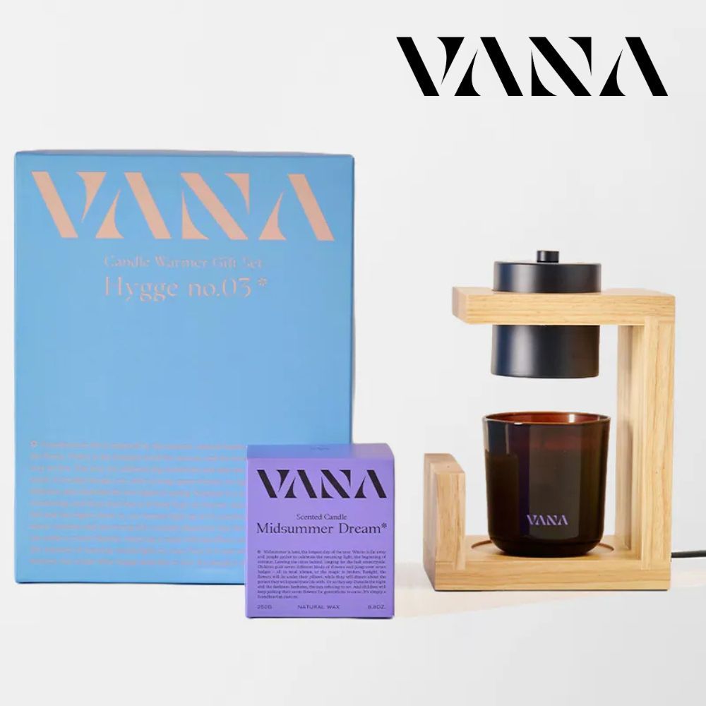 可調光定時✦VANA Hygge No. 03實木款香氛暖燈禮盒/ 暖燈+仲夏之夢蠟燭250g