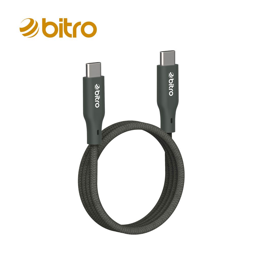bitro BC612CC C to C 柔韌編織傳輸快充線 蘋果MFI認證 台灣製造/ 松煙灰