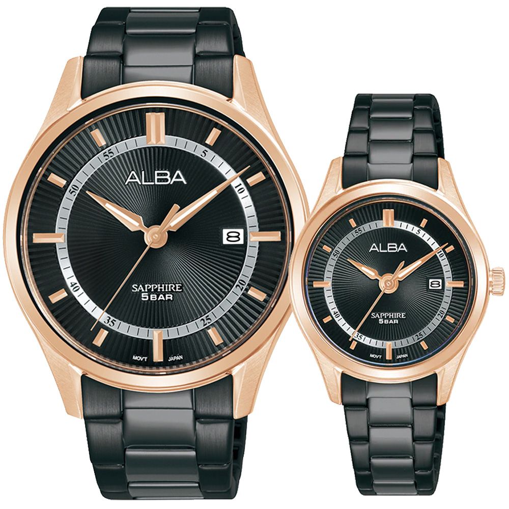 ALBA 雅柏 時尚大三針情侶手錶 對錶-41+30mm (AS9R10X1+AH7BP8X1)