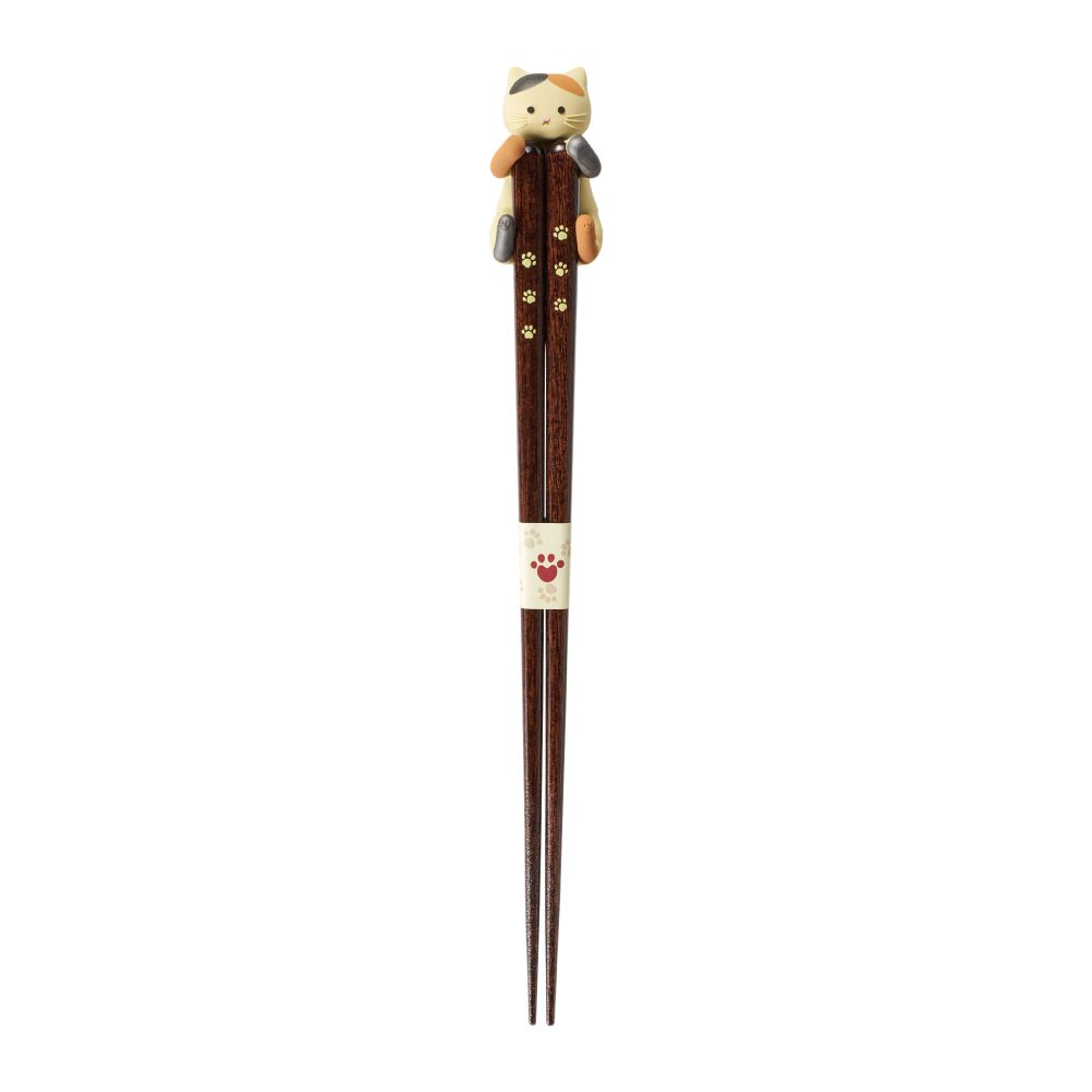 日本ISHIDA貓咪天然木筷/ 三花貓