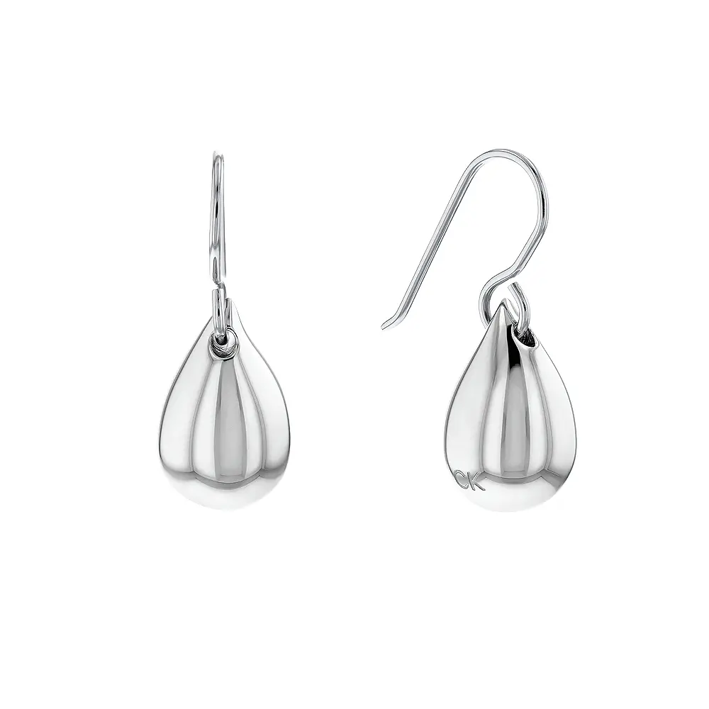 Calvin Klein 凱文克萊 CK Sculptured Drops 水滴掛勾穿式耳環/ 35000073