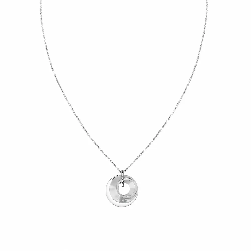Calvin Klein 凱文克萊 CK Playful Circular Shimmer 雙圓墜項鍊-銀/ 35000157