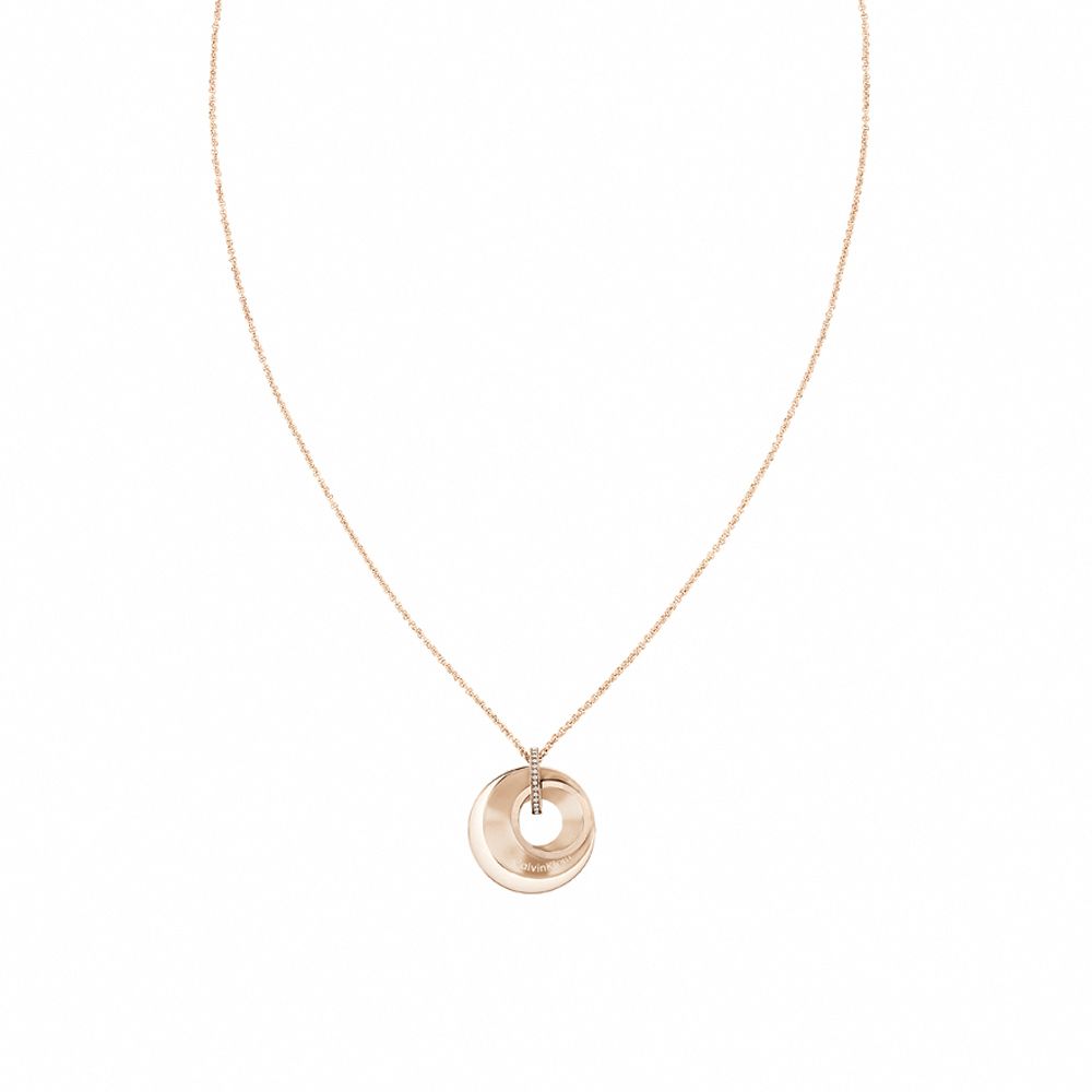 Calvin Klein 凱文克萊 CK Playful Circular Shimmer 雙圓墜項鍊-玫瑰金/ 35000158