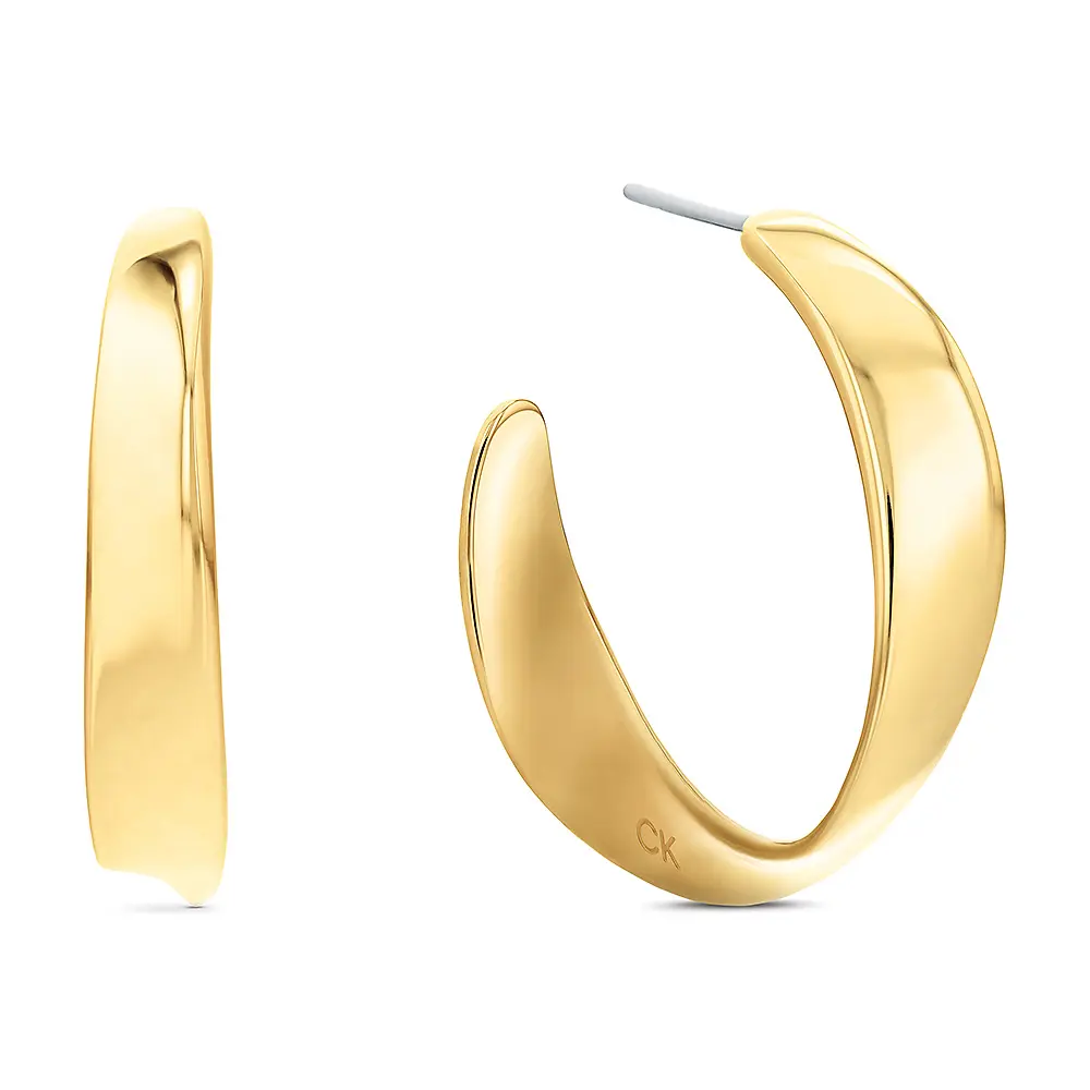 Calvin Klein 凱文克萊 CK Ethereal Metals C字扭轉穿式耳環/ 35000534