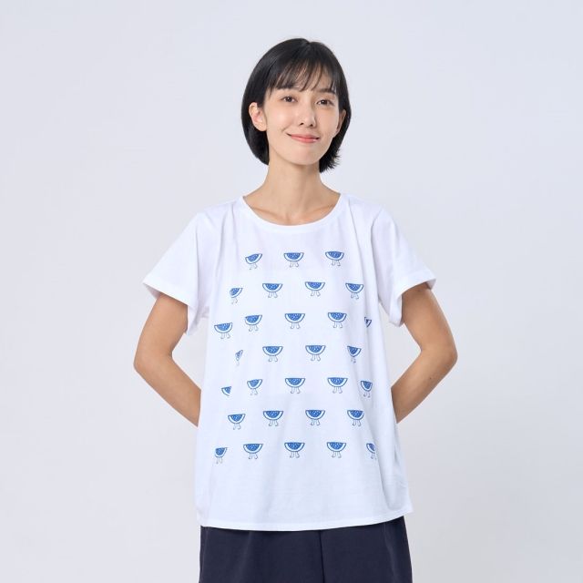 好我 so that's me 西瓜片片方袖反摺寬版女Tee/白色/ M
