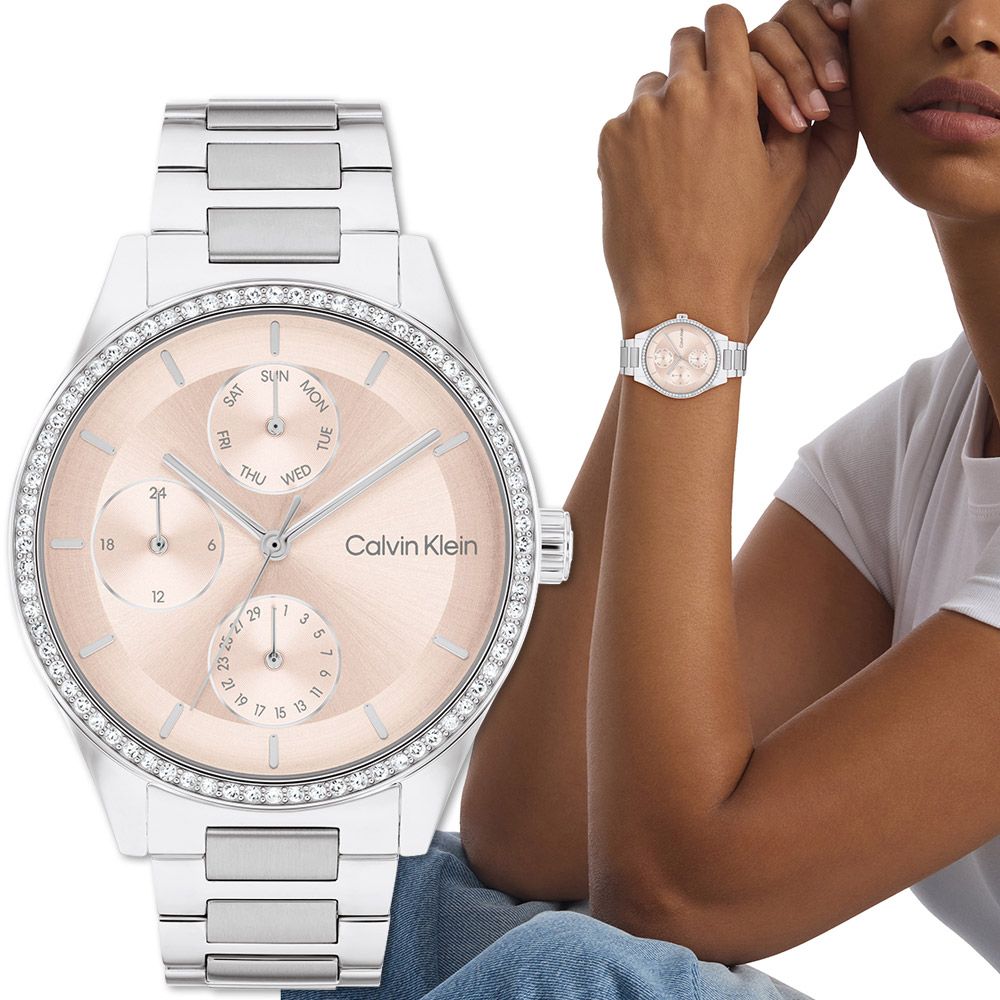 Calvin Klein 凱文克萊 CK SPARK 晶鑽日曆女錶-38mm/ 25100007