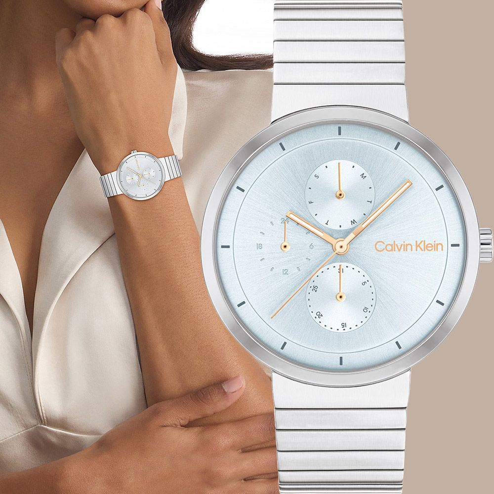 Calvin Klein 凱文克萊 CK Create 冰藍日曆女錶-36mm/ 25100032