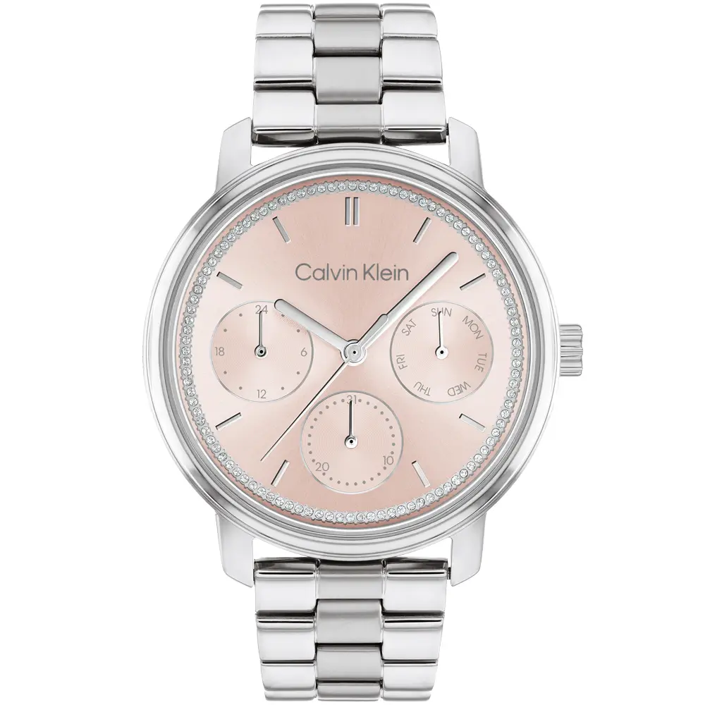 Calvin Klein 凱文克萊 CK Shimmer系列多功能晶鑽三眼女錶-38mm/ 25200176